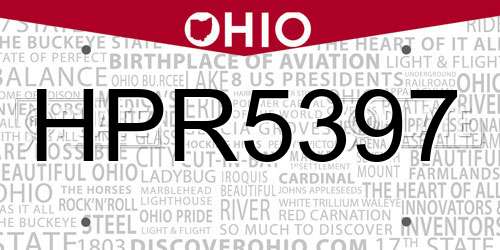 HPR5397 Ohio License Plate