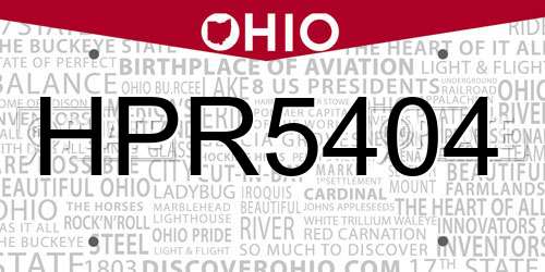 HPR5404 Ohio License Plate