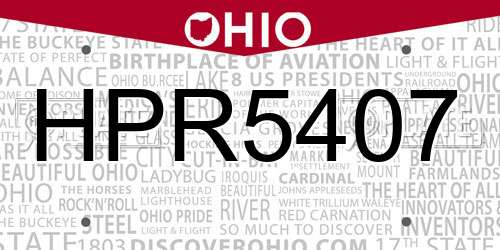 HPR5407 Ohio License Plate