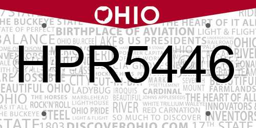 HPR5446 Ohio License Plate