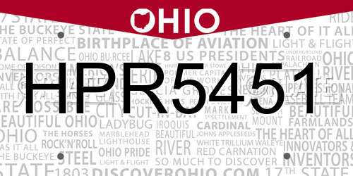 HPR5451 Ohio License Plate