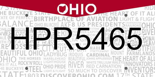 HPR5465 Ohio License Plate
