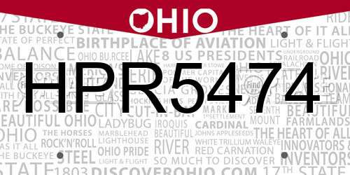 HPR5474 Ohio License Plate