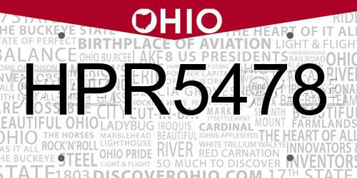 HPR5478 Ohio License Plate