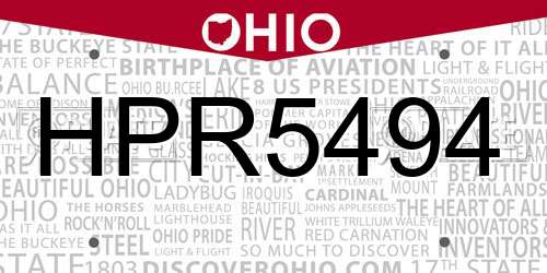 HPR5494 Ohio License Plate