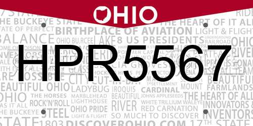 HPR5567 Ohio License Plate
