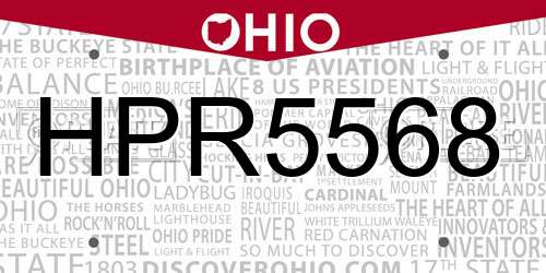 HPR5568 Ohio License Plate