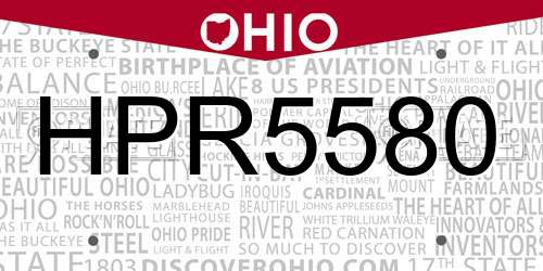 HPR5580 Ohio License Plate