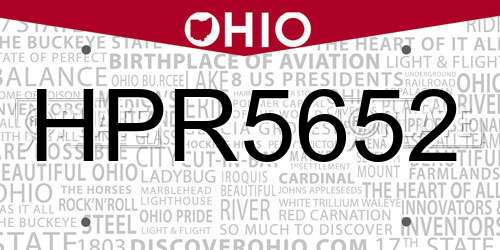 HPR5652 Ohio License Plate