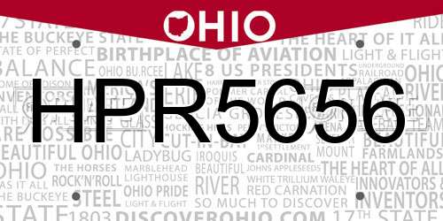 HPR5656 Ohio License Plate