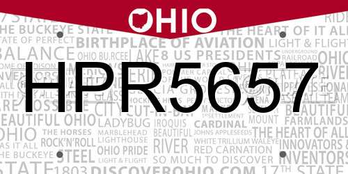 HPR5657 Ohio License Plate