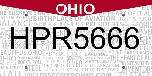 HPR5666 Ohio License Plate