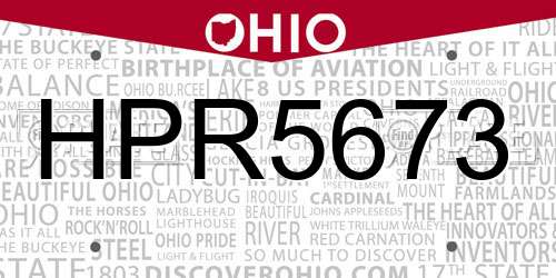 HPR5673 Ohio License Plate