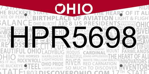 HPR5698 Ohio License Plate