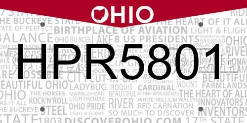 HPR5801 Ohio License Plate