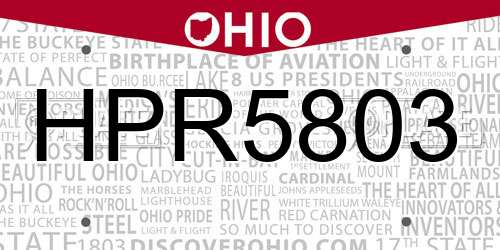 HPR5803 Ohio License Plate