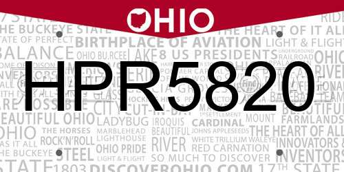 HPR5820 Ohio License Plate