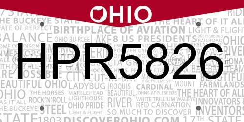 HPR5826 Ohio License Plate