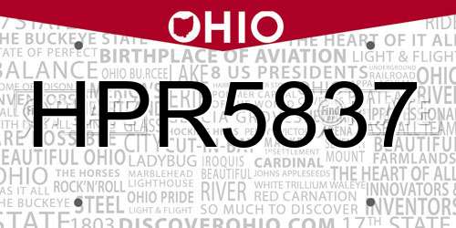 HPR5837 Ohio License Plate