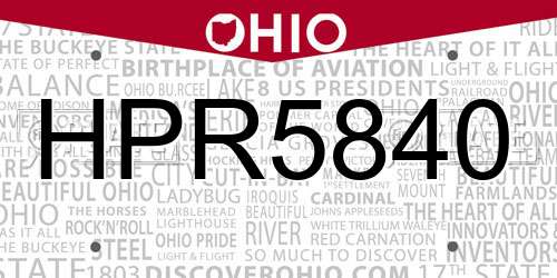 HPR5840 Ohio License Plate