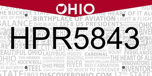 HPR5843 Ohio License Plate