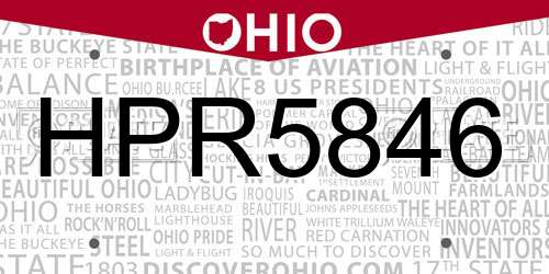 HPR5846 Ohio License Plate
