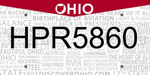 HPR5860 Ohio License Plate