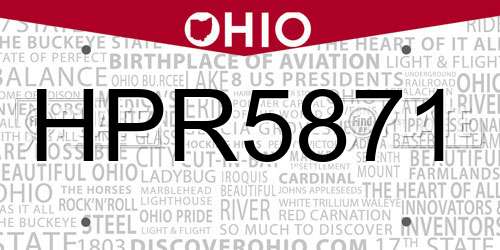 HPR5871 Ohio License Plate
