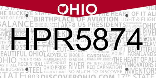 HPR5874 Ohio License Plate