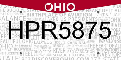 HPR5875 Ohio License Plate