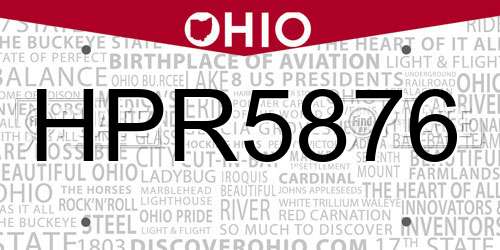 HPR5876 Ohio License Plate