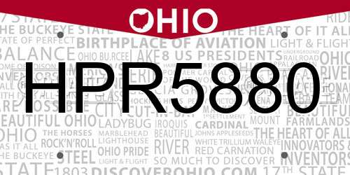 HPR5880 Ohio License Plate