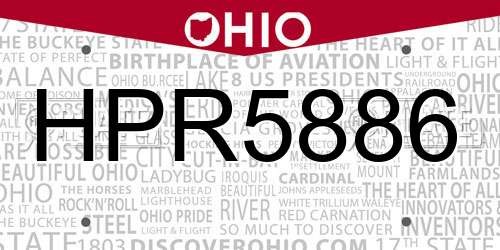 HPR5886 Ohio License Plate