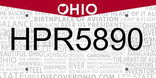 HPR5890 Ohio License Plate