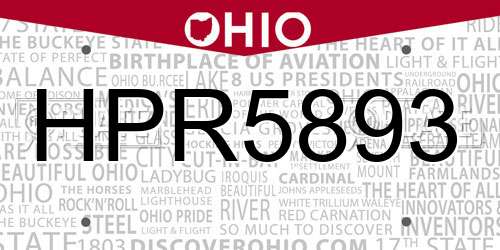 HPR5893 Ohio License Plate