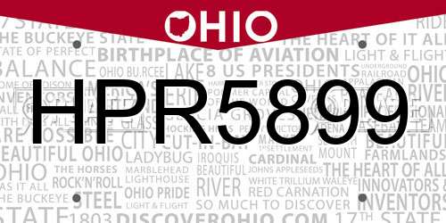 HPR5899 Ohio License Plate