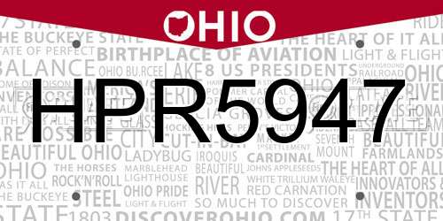 HPR5947 Ohio License Plate