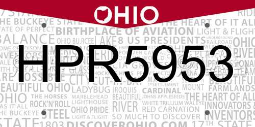 HPR5953 Ohio License Plate