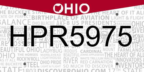 HPR5975 Ohio License Plate