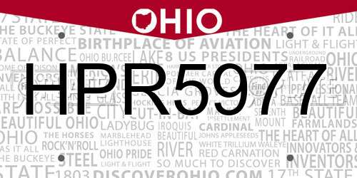HPR5977 Ohio License Plate