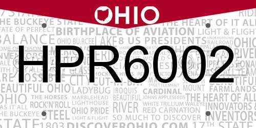 HPR6002 Ohio License Plate