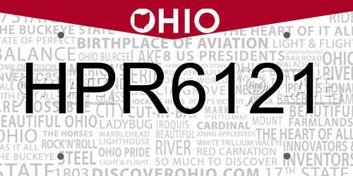 HPR6121 Ohio License Plate