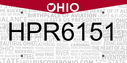 HPR6151 Ohio License Plate