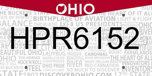 HPR6152 Ohio License Plate