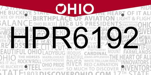 HPR6192 Ohio License Plate
