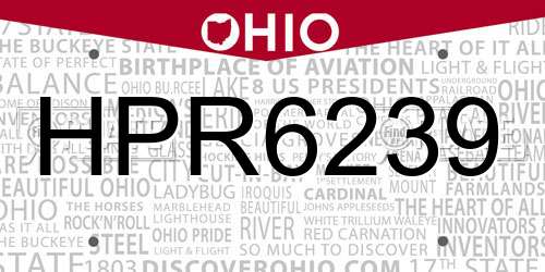 HPR6239 Ohio License Plate