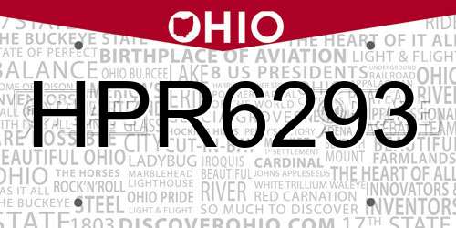 HPR6293 Ohio License Plate