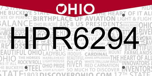 HPR6294 Ohio License Plate