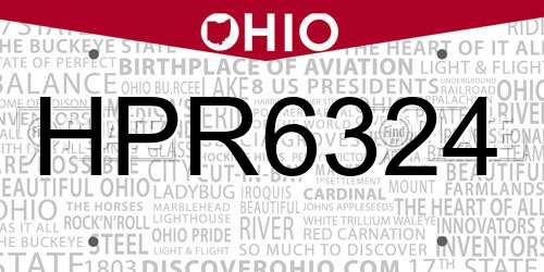 HPR6324 Ohio License Plate