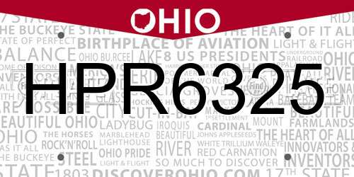 HPR6325 Ohio License Plate